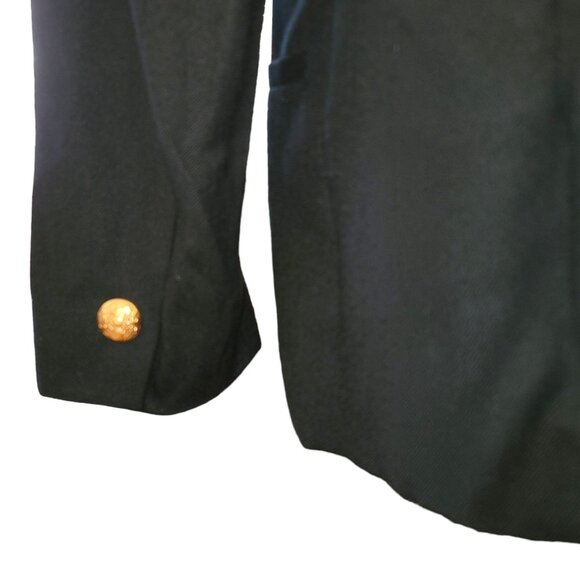 Vintage Navy Blue Wool Blazer Gold Buttons FOR UPCYCLING Womens Size 8  DH854 - Picture 6 of 12